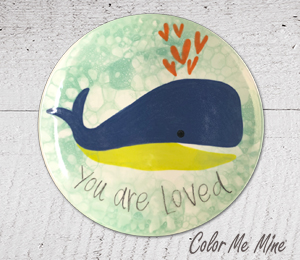 Red Deer Whale Love Plate