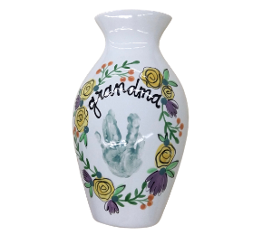 Red Deer Floral Handprint Vase