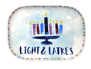 Red Deer Hanukkah Light & Latkes Platter
