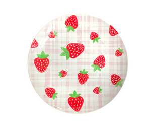 Red Deer Strawberry Plaid Plate