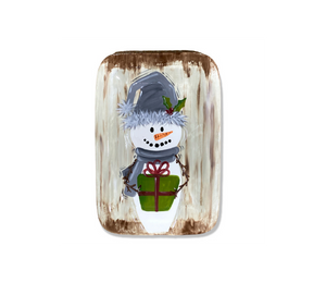 Red Deer Rustic Snowman Platter