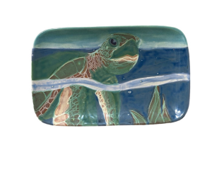Red Deer Swimming Turtle Plate