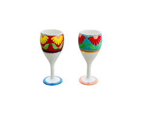 Red Deer Floral Wine Glass Set